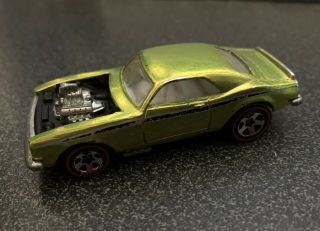 1969 Diecast Hot Wheels,  Spectraflame Lime Green Custom Camaro,  Redline
