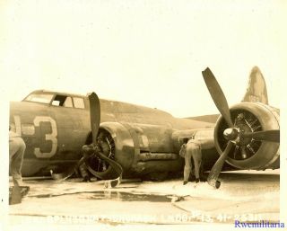 Org.  Photo: Crash Landed B - 17 Bomber (41 - 2531; " Buzz King ") On Airfield (1)