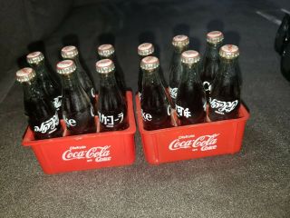 (2) Mexican Mini Crate 6 Dif Mini Glass Bottle Coca Cola Coke Promo From 90 