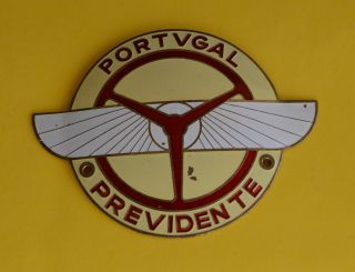 Vintage Portugal Previdente Insurance Company Enamel Car Grille Badge Emblem