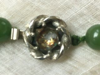 Vintage Natural Dark Green Jade Bead Necklace 19.  5 Inches 3