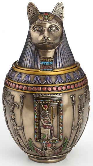 Rare Egyptian Bastet Protector Of Cats Canopic Jar/urn Statue Cat Memorial Urn