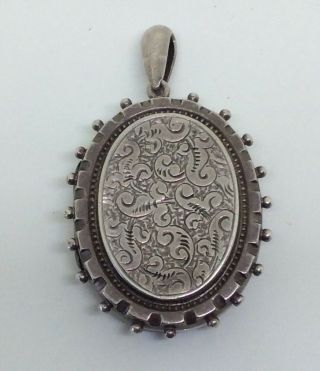 Unusual Designed Antique Victorian Solid Silver Mourning Double Locket Pendant