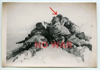 Wwii Photo German Elite Division Soldiers In Camo W Mg At The Battle