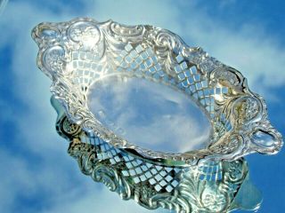 Victorian 1895 Solid Silver Rococo Bon Bon Dish Basket Thomas Hayes