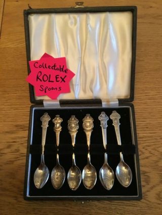 Set Of Six Continental Silver Rolex Spoons From Different Locations