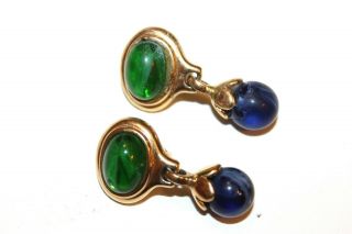 Christian Dior French Couture High End Runway Gripoix Poured Glass Earrings ED28 3