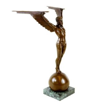 Icarus Statue - Art Deco Bronze Sculpture - Signed Gennarelli - On Marblebase