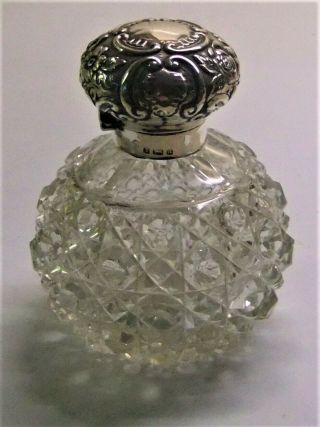 Lovely,  Victorian Silver Hinged,  Cut Glass Scent Birmingham.  1908