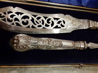 Antique Tiffany & Co.  ? 1885 English King Silver carving Serving Knife fork Set 3