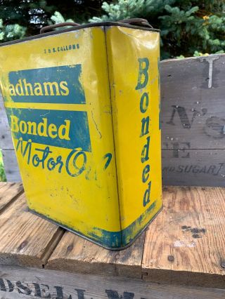 Vintage 1920s Wadhams Bonded Motor Oil 2 Gallon Advertising Can Milwaukee Wis 3