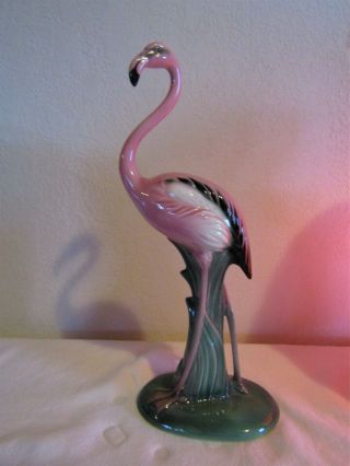 Signed Vintage Large 9 - 3/4 " Will George Pink Flamingo Hand Painted Figurine