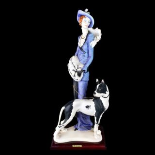 Giuseppe Armani " Lady With Great Dane " Signed Limited Edition Figurine With
