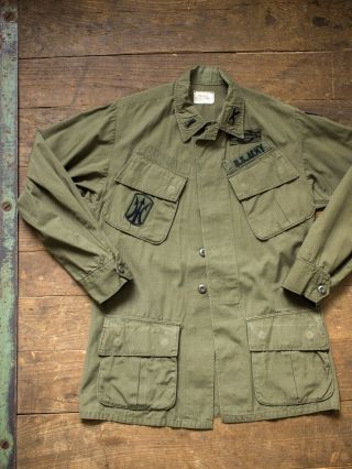 Vtg Us Army Vietnam Era Slant Pocket Rip Stop Og 107 Jungle Combat Shirt Xs