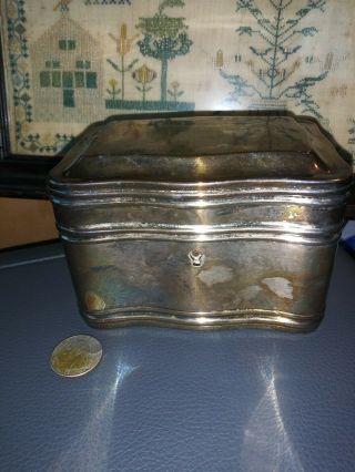 Antique Sterling Silver Plated Lidded Box Tea Caddy Wmfm 1/4k.  Marked A Cond.
