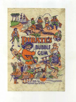 Vintage Wax Chewing Gum Wrapper Pirate 
