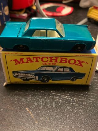 Matchbox Lesney Lincoln Continental 31 C1 Teal Blue W/tow Sc2 Vnm E Box