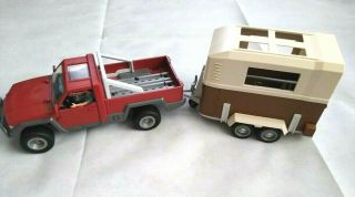 Schleich Red Am Limes 69 Pickup Truck And Horse Trailer Complete