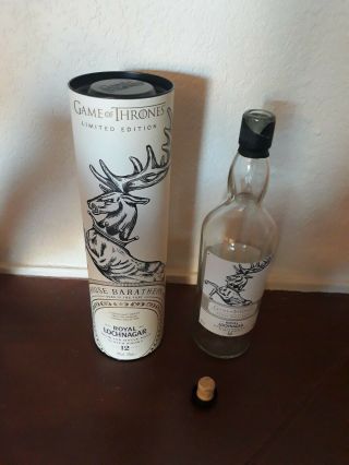 Game Of Thrones House Baratheon Royal Lochnagar Empty Whisky Bottle And Tube