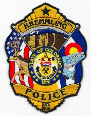 Kremmling City Colorado Police Rare Patch Style Colorful With Buck & Salmon