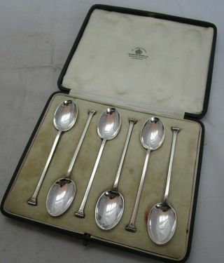 Set 6 Antique George V Sterling Silver Coffee Spoons,  1921,  54 Grams