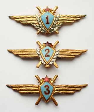 Soviet Russian Army Specialist 1 2 3 Officer Pilot Class Badge Air Force Ussr