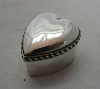 Antique Victorian Sterling Silver Heart Shaped Box,  1896,  25 Grams