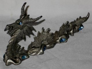 Vintage Rawcliffe Swimming Pewter Sea Dragon Serpent Blue Crystals 1141013 L@@k