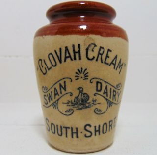 Small Swan Dairy " Clovah Cream " Pot From South Shore C1900 