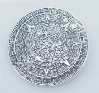 Vintage Sterling Silver/925 Mexico Aztec Mayan Calendar Pin/Brooch Pendant 2