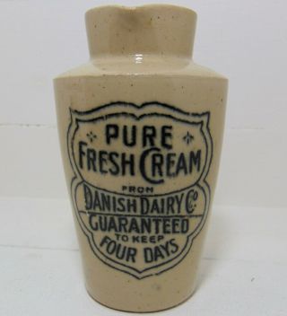 Danish Dairy Co Pure Fresh Cream Pot / Jug With Handle & Lip Pourer C1905 - 10