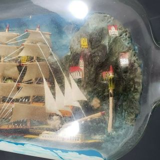 Vintage Folk Art Ship in Bottle Diorama Skansen Norge Ship Hudson Bay bottle 3
