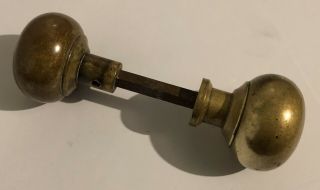 Pair Antique Edwardian Solid Brass Circular Door Handles Knobs C1910
