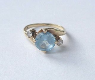 Vintage 10k Solid Yellow Gold Blue Topaz Ring 2.  97g Scrap Or Not Sz 7