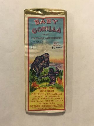 Baby Gorilla Firecracker Label Icc Class 50 Firecrackers Pack