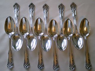 Rogers 1904 Berwick Aka Diana Silverplate Flatware 11 Dessert /soup Spoons
