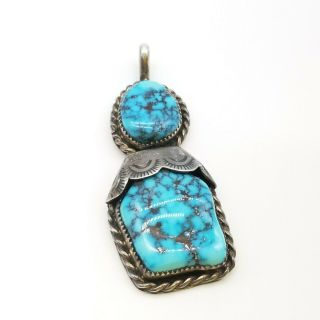 925 Sterling Silver Southwest Natural Blue Turquoise Red Web Pendant Necklace