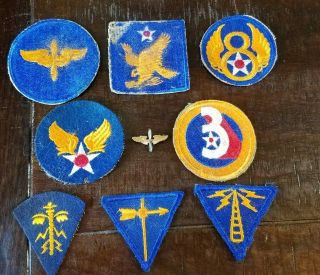 8 Vintage Ww2 Army Air Force Patches 8th,  2nd,  3rd,  Specialist