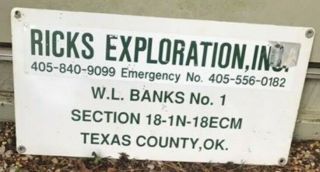 Vintage Oil Well Lease Sign Ricks Exploration,  Inc,  Texas County,  Metal