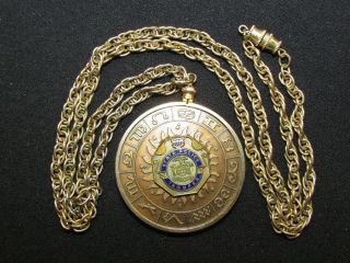 Vintage York State Police Trooper Mini Badge & Cancer Token Pendant Necklace