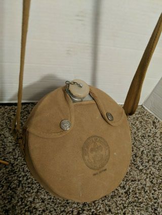 2 Vintage Boy Scouts Of America Bsa Canteen & Brown Canvas Cover W/ Strap