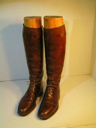 Vintage Maxwell Brown Leather Equestrian Riding Mens Boots & Trees London