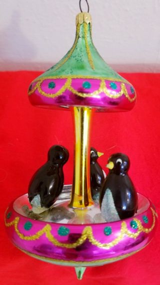 Radko Penguins Carousel Christmas Ornament 00 - Sp - 75 Large,  Incredible & Rare