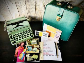 1957 Hermes 2000 Portable Typewriter With Case And Manuals