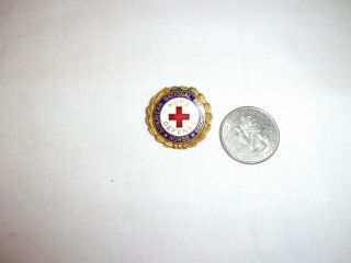Vintage Wwii American National Red Cross Nurse Home Defense Enameled Pin Brooch
