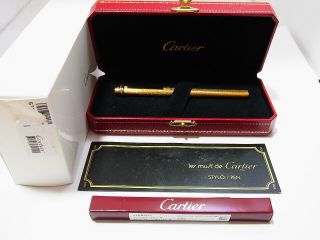 Cartier Vendome Trinity Gold Plated Ballpoint Pen W/box & Refill Etc Ex