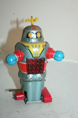 Space Tin Toy Vintage W Robot Mechanical Sparking Spaceman Noguchi Japan