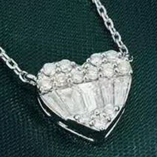 0.  3ct 100 Natural Diamond 14k White Gold Cocktail Heart Pendant Necklace Pu66 - 2
