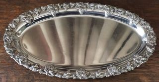 Antique Vintage Lawrence B.  Smith Silver Plate Oval Tray Grape,  Boston,  Mass