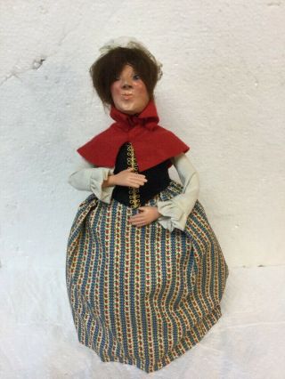 Vintage 13 " Byers Choice Caroler Lady Earliest Version Bumpy Base Closed Mouth